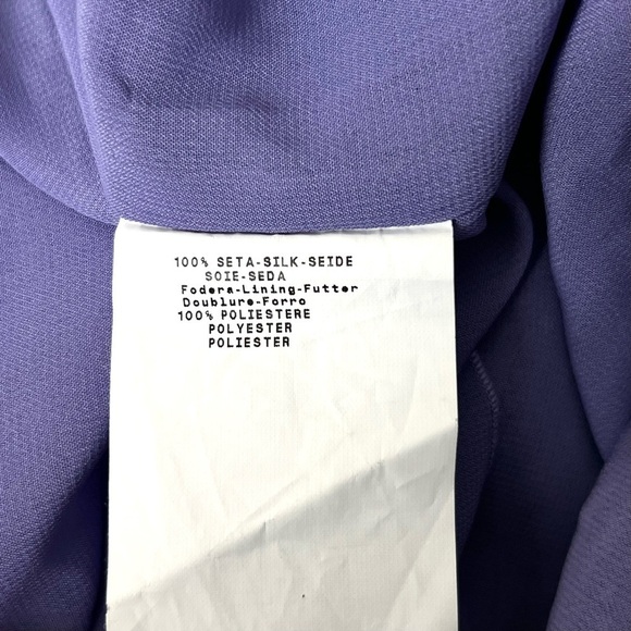 NWT ARMANI Lavender Dot Silk Chiffon Draped Cowl Neck Flutter Short Sleeve Top 2 - Picture 6 of 6
